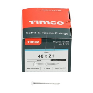 Impact and UV resistant A4 Stainless Steel polymer headed nails. Used for fixing soffits, fascias, roofline trims and where other aesthetic fixings are required.