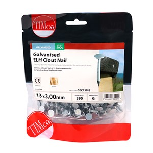 Extra large diameter head for extra clamping, perfect for fitting roofing felt and plasterboard.

• For medium duty rust protection
• Conforms to Eurocode 5 and service class 2