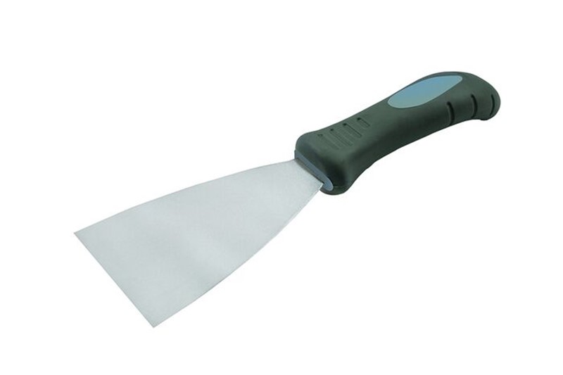  Bevelled edge for removing old paint and wallpaper. Rust resistant stainless steel blade, taper ground for lasting sharpness. Curved soft grip handle for comfort and extra power.